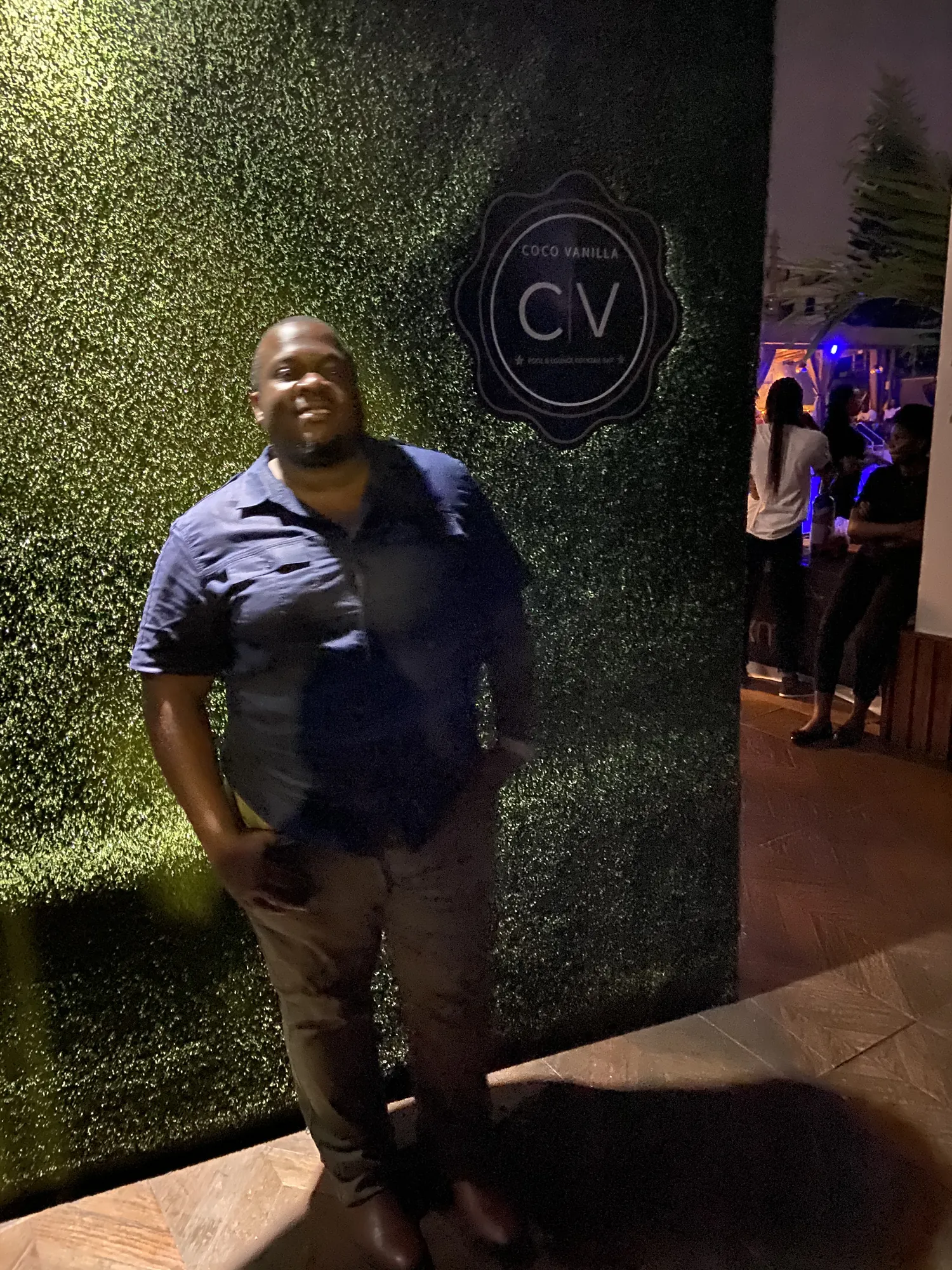 Asong outside the Vienna City entertainment centre in Accra at night